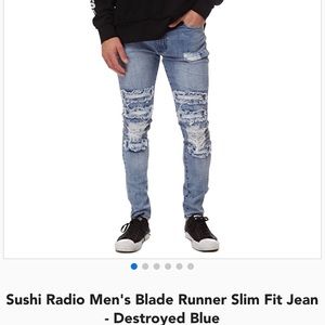 Men’s destroyed light wash jeans